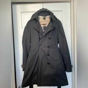 Burberry Brit Black Reymore Trench Coat with Removable Hood and Lining